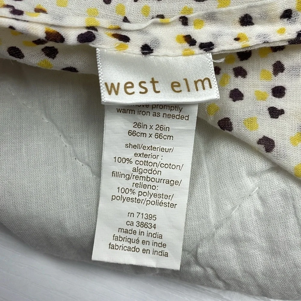 West Elm Quilted Floral Leaf Print Abstract Watercolor Pillow Sham 26